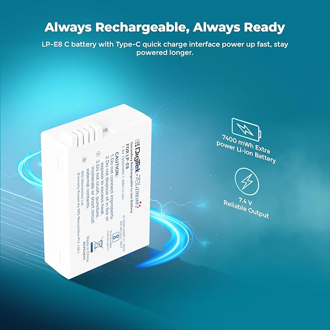 Digitek Platinum (LP-E8 Type C) 1120mAh Li-ion Battery for Canon Cameras