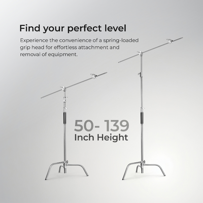 Digitek Heavy Duty Light Stand C-Stand - Max. 10 Feet/3 Meters Adjustable with 3.5 Feet Holding Arm and Grip Head for Studio Video Reflector, Monolight and Other Photographic Equipment (Black) - Digitek